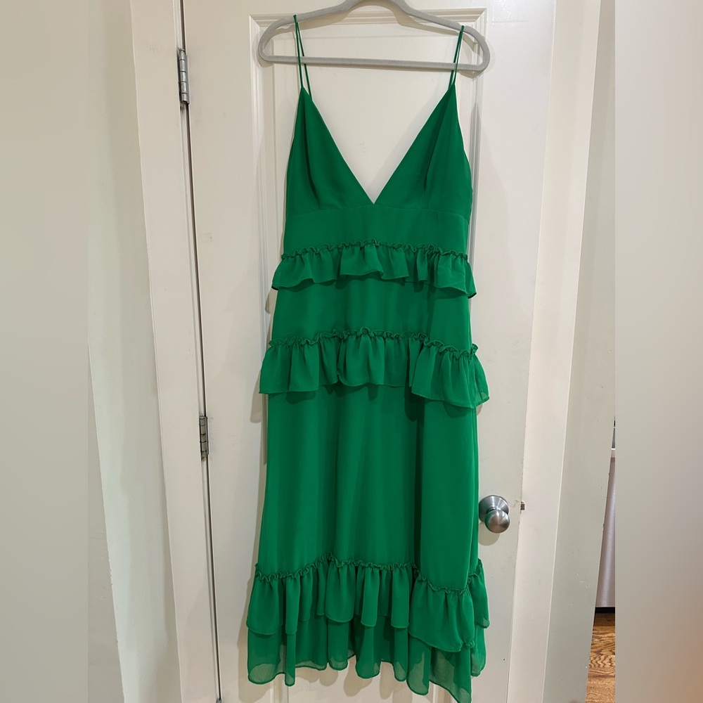 REVOLVE Green Tiered Ruffle Maxi Dress